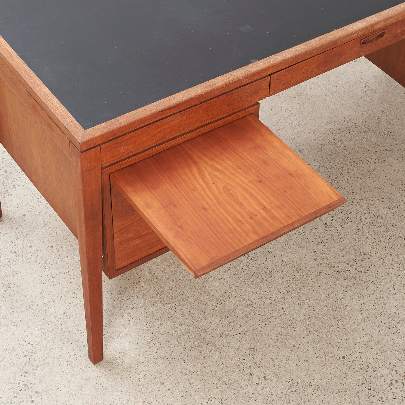 Teak Desk w/ Vinyl Top