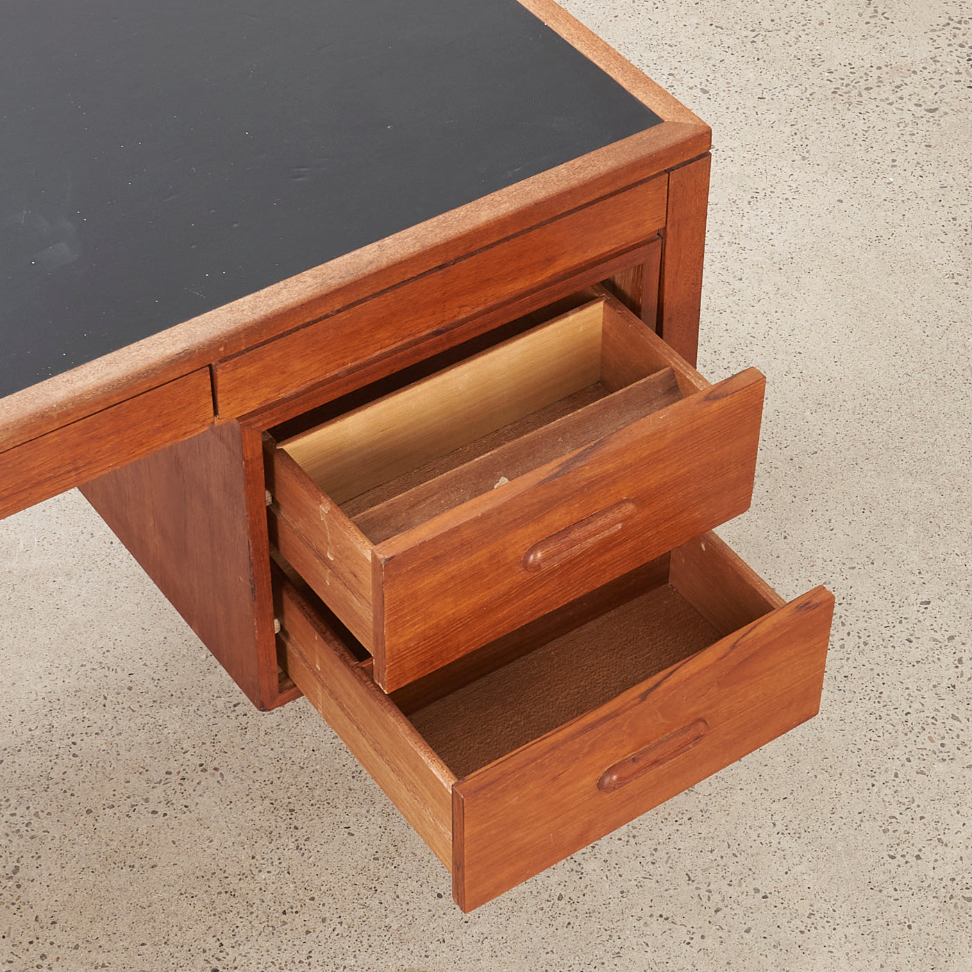 Teak Desk w/ Vinyl Top