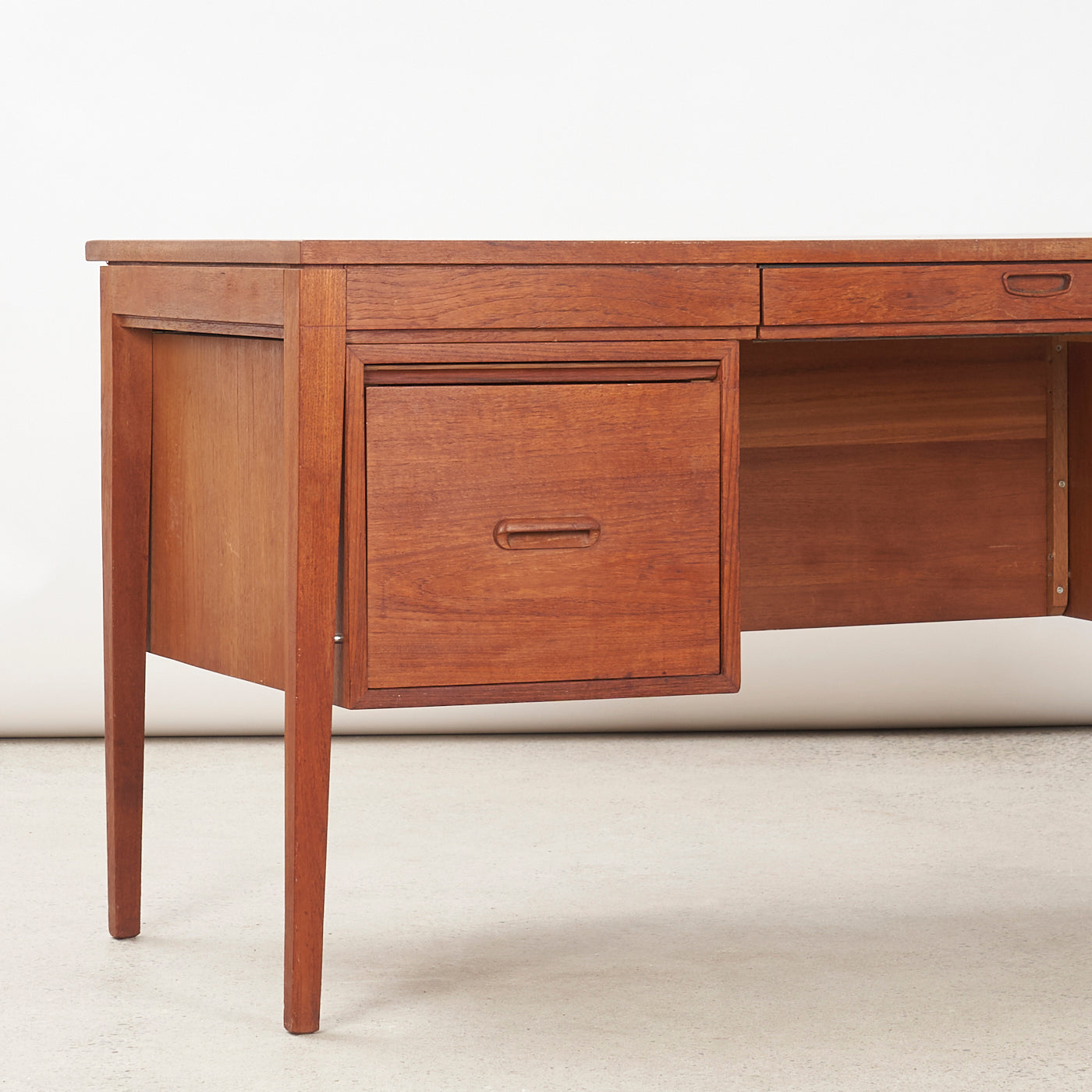 Teak Desk w/ Vinyl Top