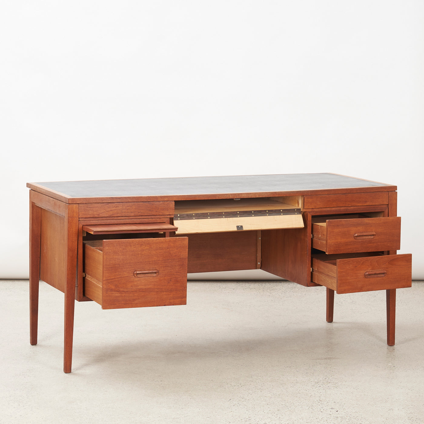 Teak Desk w/ Vinyl Top