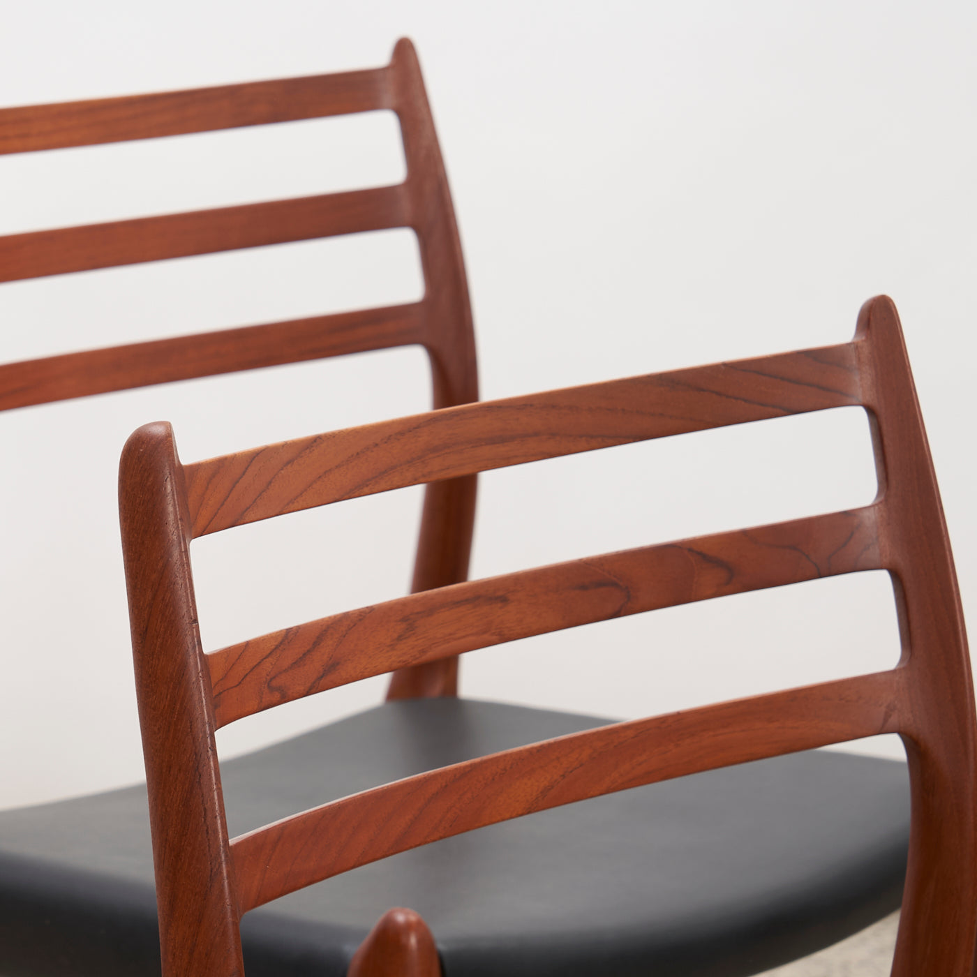 Set of 4 Teak & Black Leather 'Model 78' Dining Chairs by Niels O. Møller for J.L. Møller, Denmark