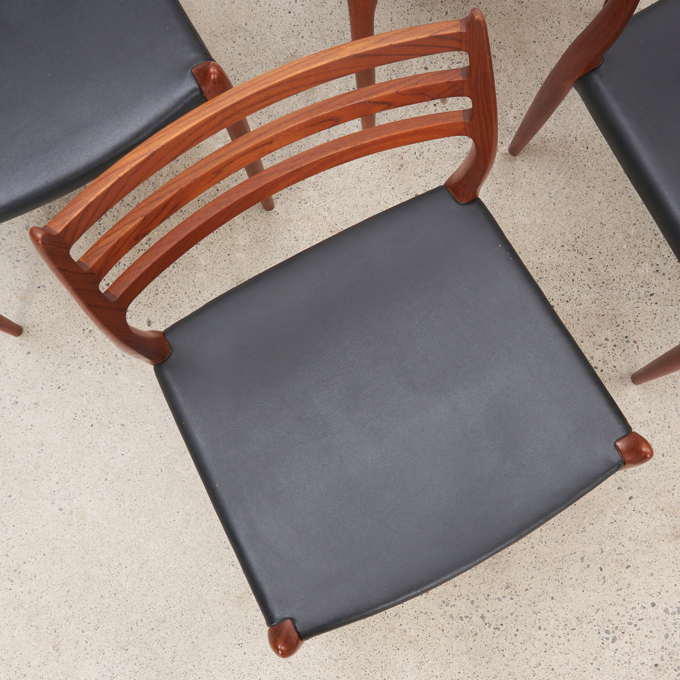 Set of 4 Teak & Black Leather 'Model 78' Dining Chairs by Niels O. Møller for J.L. Møller, Denmark