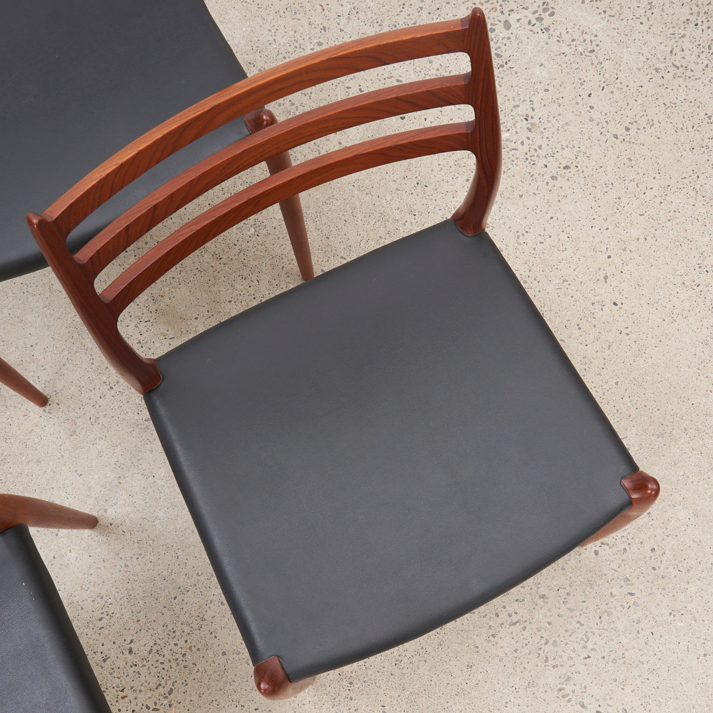 Set of 4 Teak & Black Leather 'Model 78' Dining Chairs by Niels O. Møller for J.L. Møller, Denmark