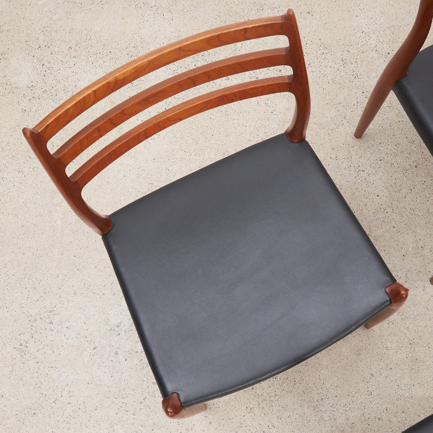 Set of 4 Teak & Black Leather 'Model 78' Dining Chairs by Niels O. Møller for J.L. Møller, Denmark