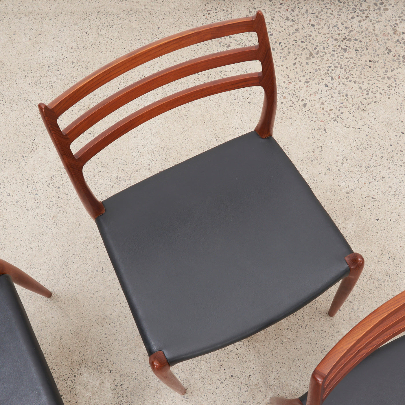 Set of 4 Teak & Black Leather 'Model 78' Dining Chairs by Niels O. Møller for J.L. Møller, Denmark