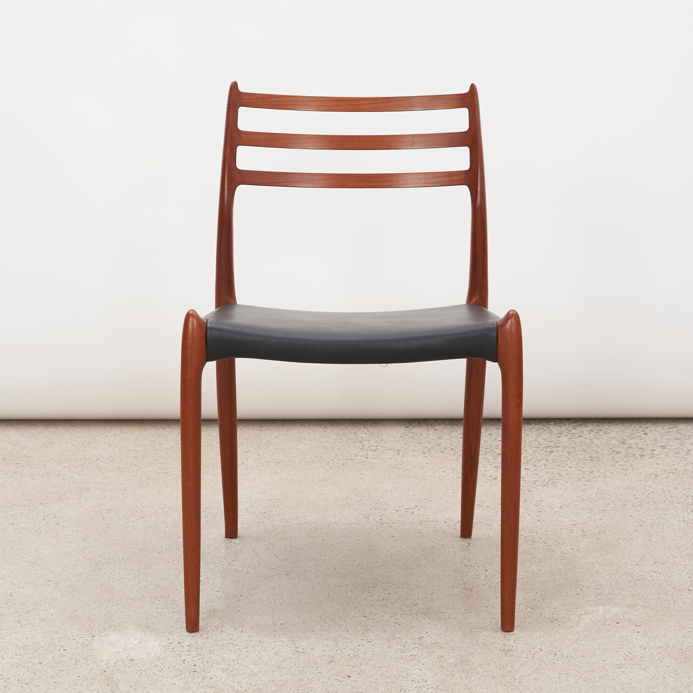 Set of 4 Teak & Black Leather 'Model 78' Dining Chairs by Niels O. Møller for J.L. Møller, Denmark