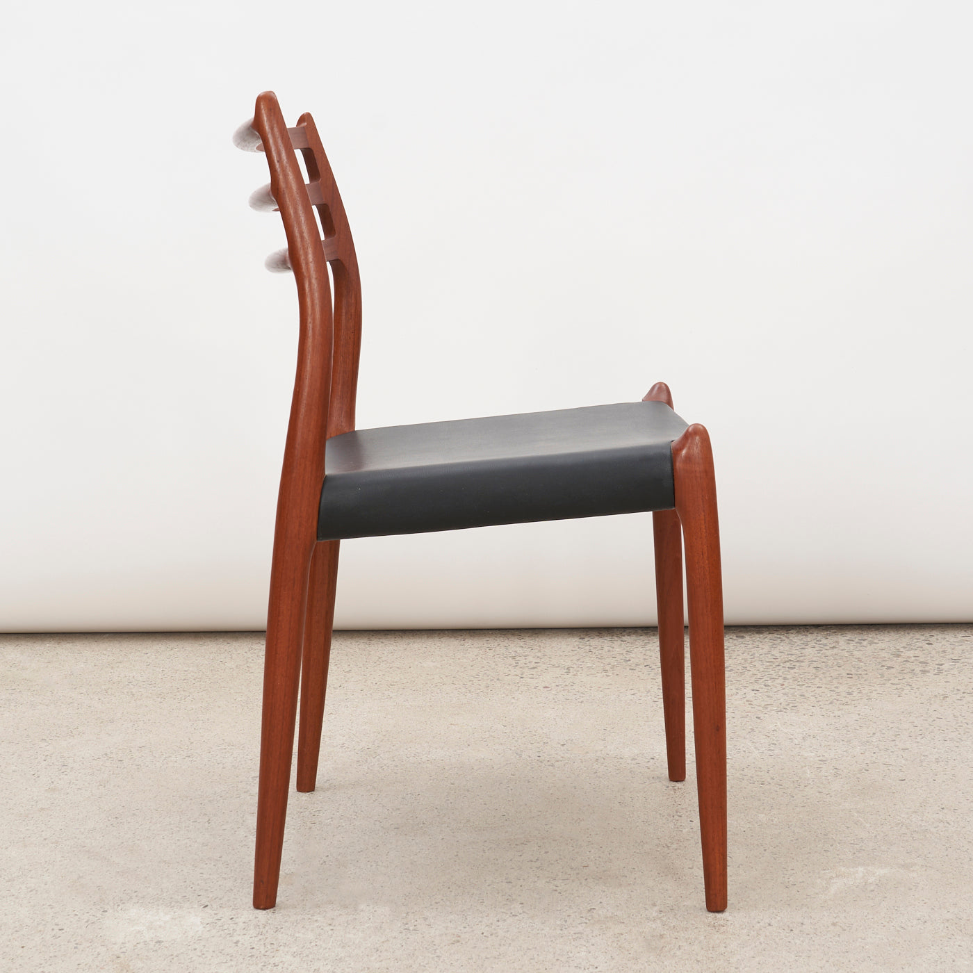 Set of 4 Teak & Black Leather 'Model 78' Dining Chairs by Niels O. Møller for J.L. Møller, Denmark