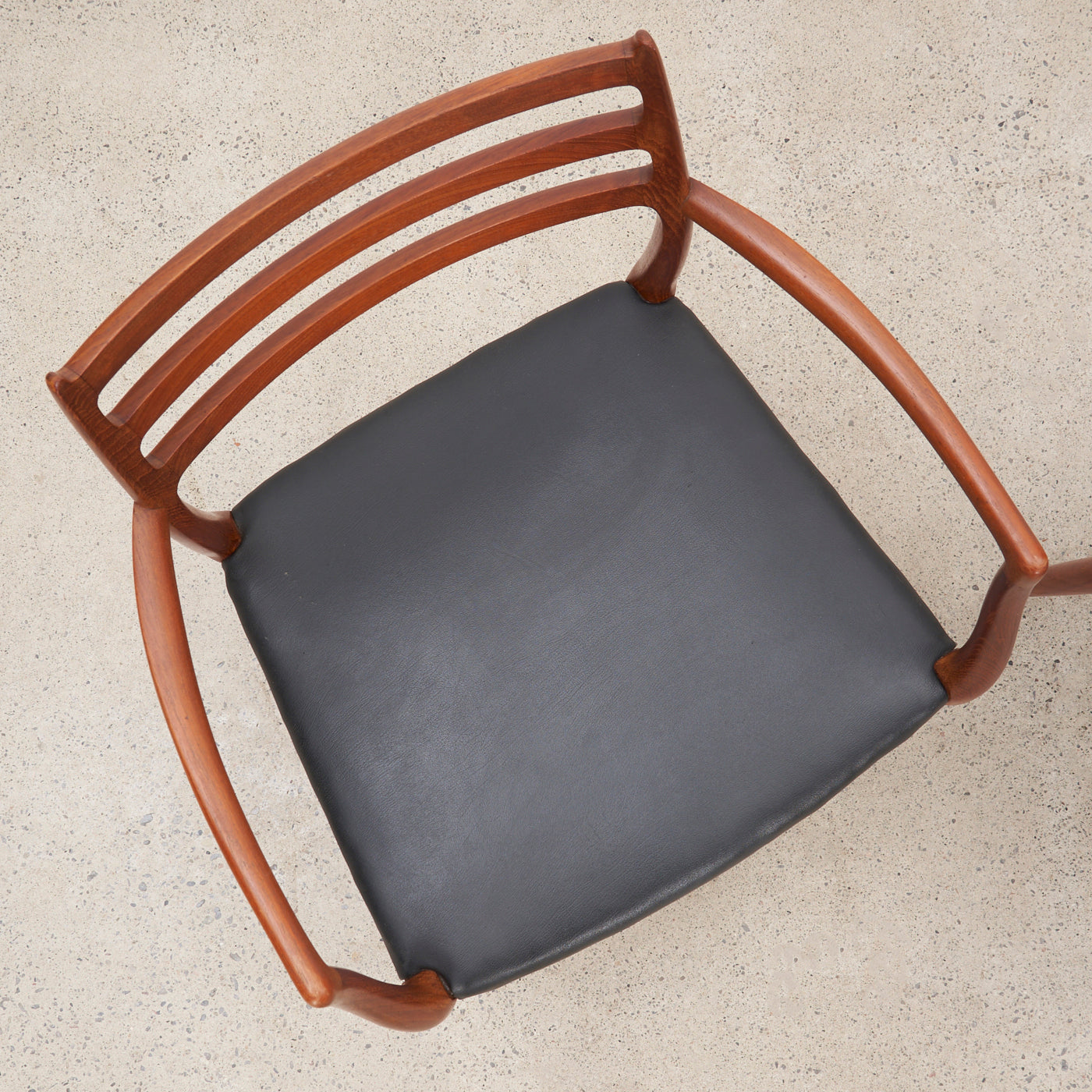 Pair of Teak & Black Leather 'Model 62' Armchairs by Niels O. Møller for J.L. Møller, Denmark