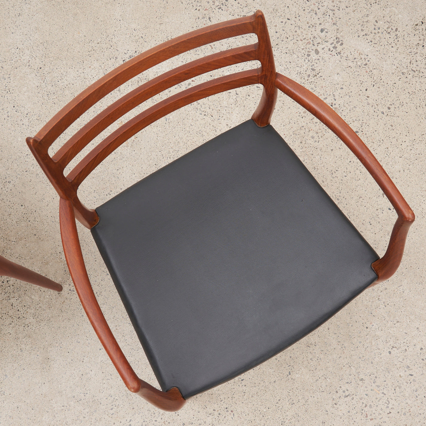 Pair of Teak & Black Leather 'Model 62' Armchairs by Niels O. Møller for J.L. Møller, Denmark