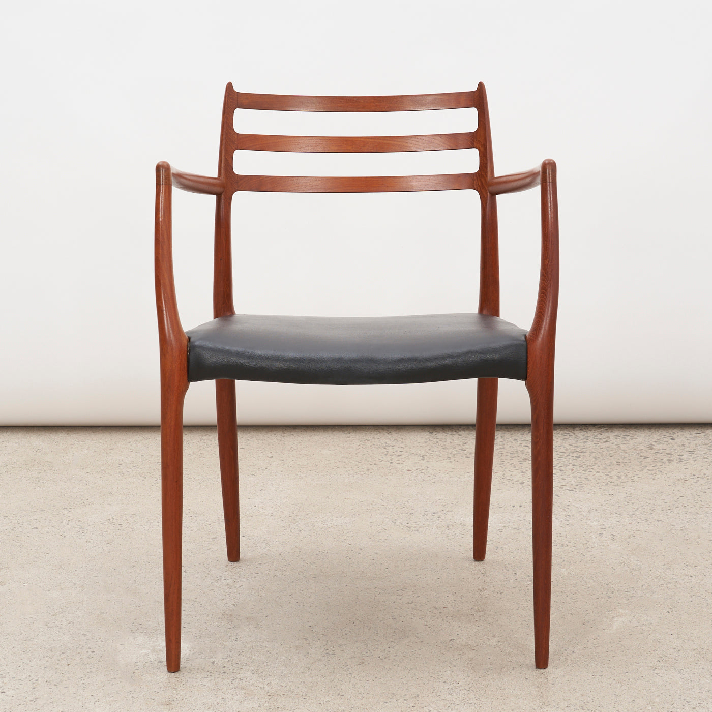 Pair of Teak & Black Leather 'Model 62' Armchairs by Niels O. Møller for J.L. Møller, Denmark