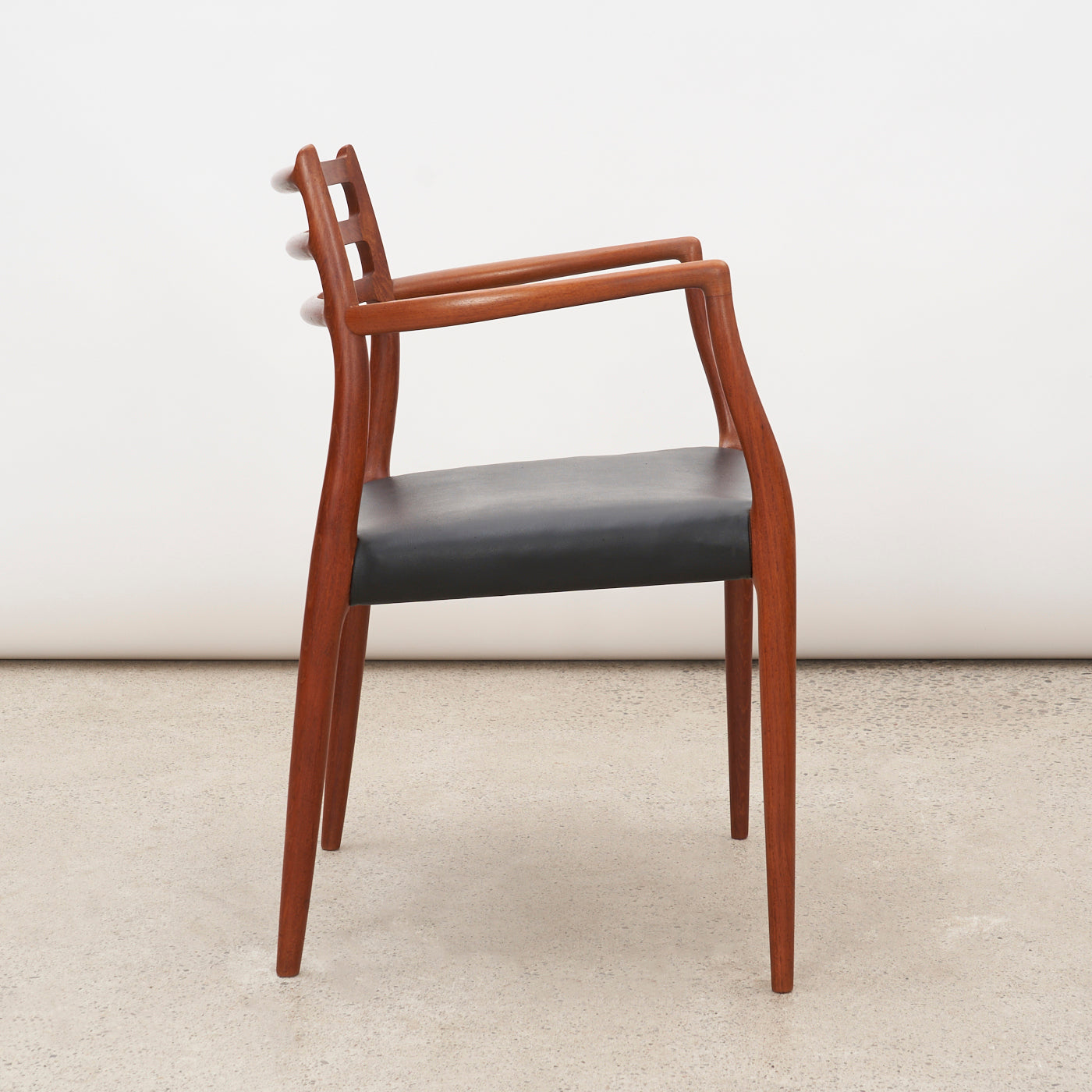 Pair of Teak & Black Leather 'Model 62' Armchairs by Niels O. Møller for J.L. Møller, Denmark