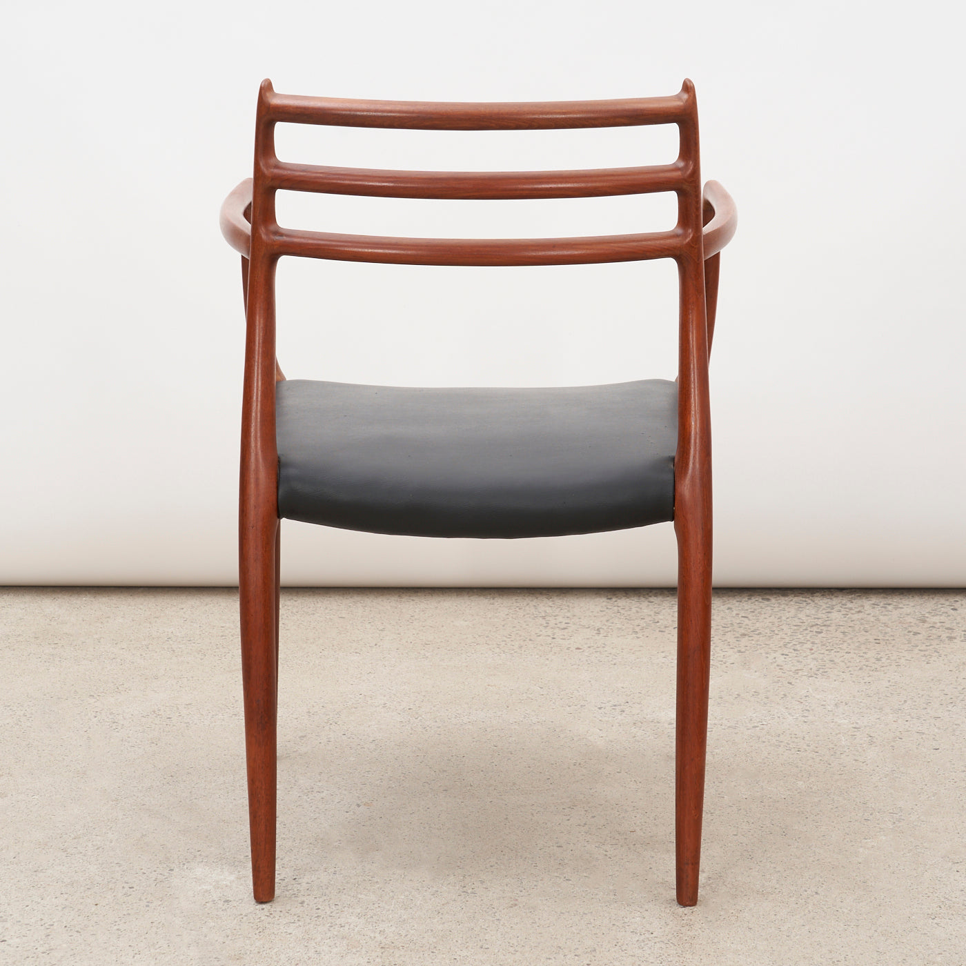 Pair of Teak & Black Leather 'Model 62' Armchairs by Niels O. Møller for J.L. Møller, Denmark