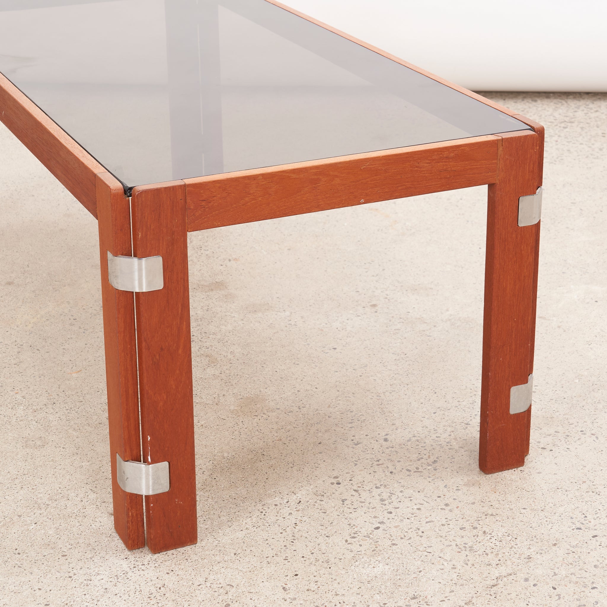 Teak & Smoked Glass Coffee Table