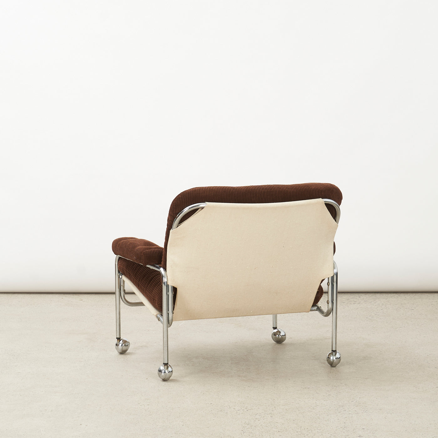 Chrome & Corduroy Lounge Chair by Pethrus Lindlöf for Lindlöfs Möbler, Sweden