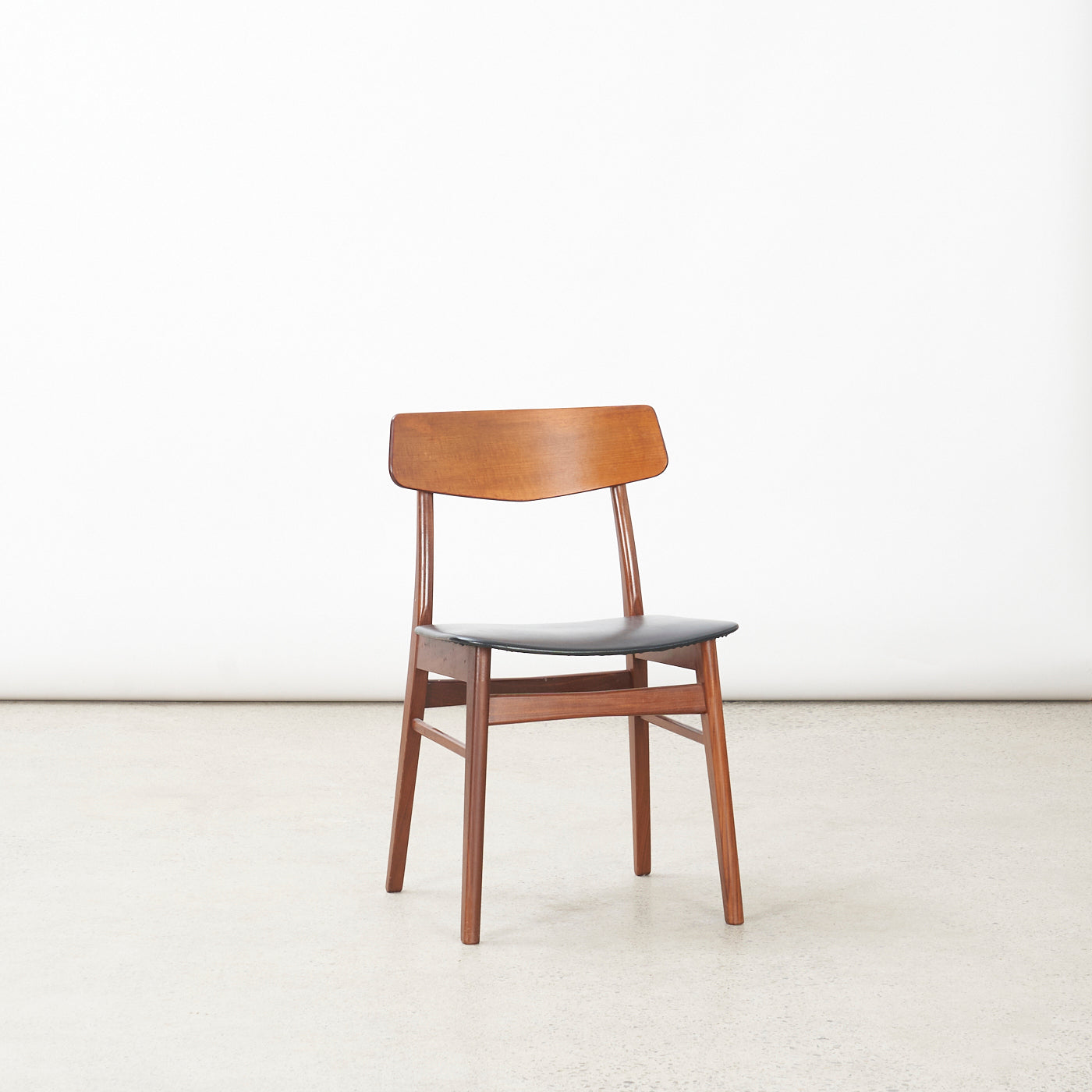 Set of 6 Teak & Vinyl Dining Chairs