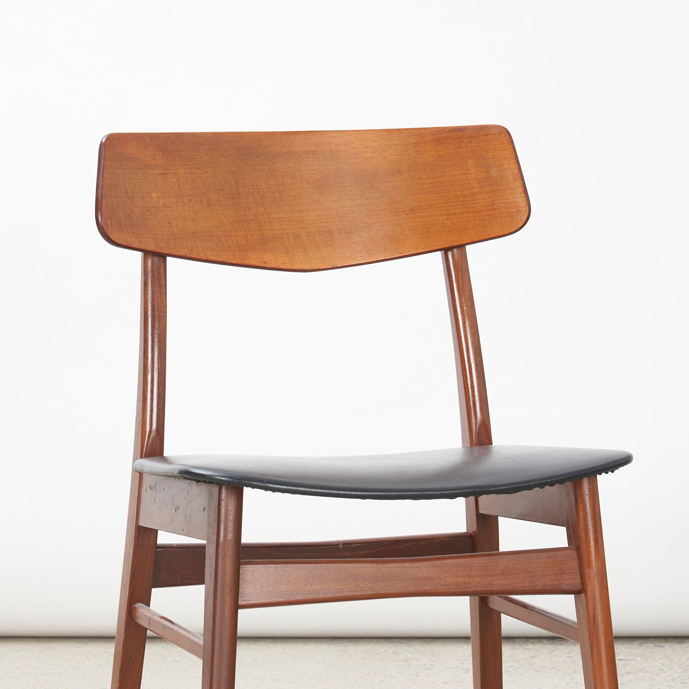 Set of 6 Teak & Vinyl Dining Chairs
