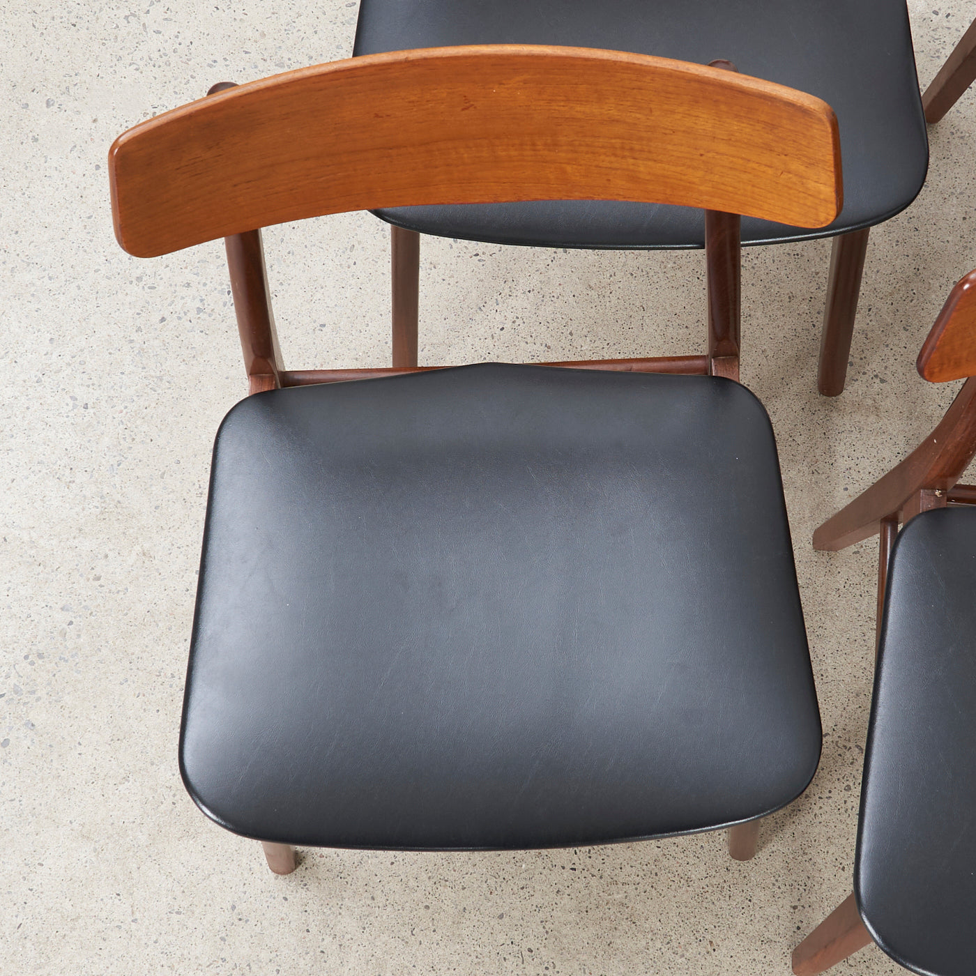 Set of 6 Teak & Vinyl Dining Chairs