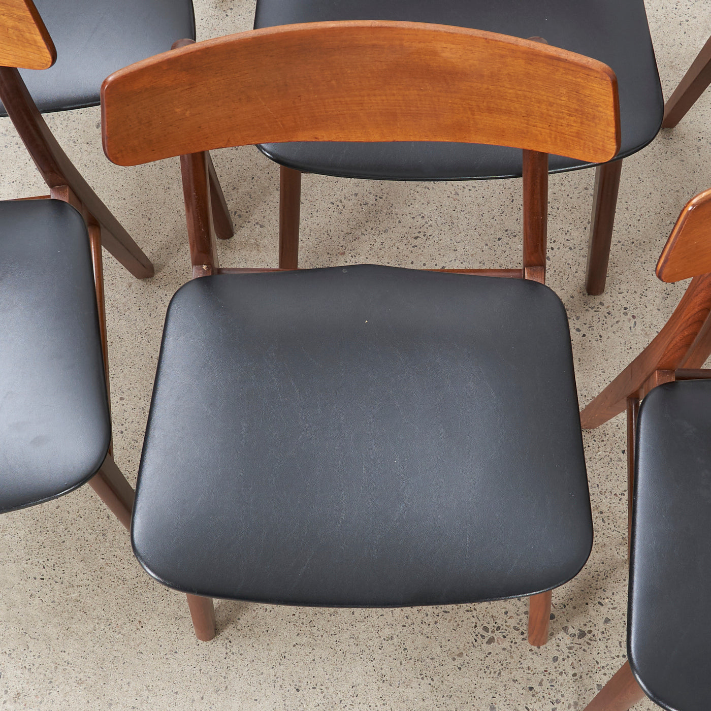Set of 6 Teak & Vinyl Dining Chairs