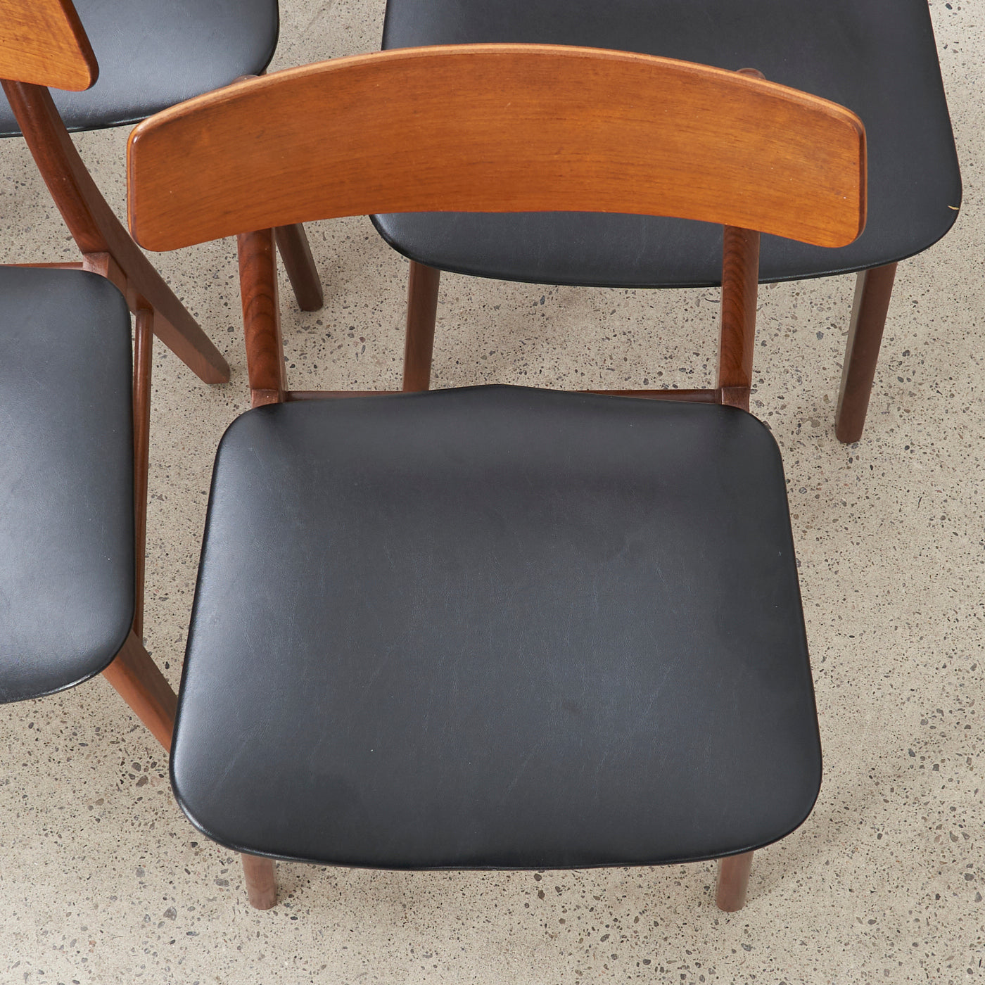 Set of 6 Teak & Vinyl Dining Chairs
