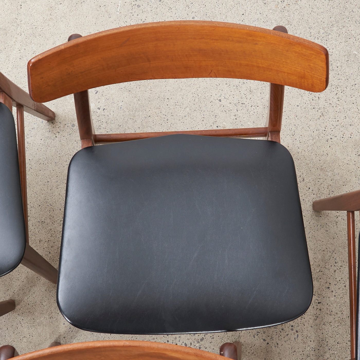 Set of 6 Teak & Vinyl Dining Chairs