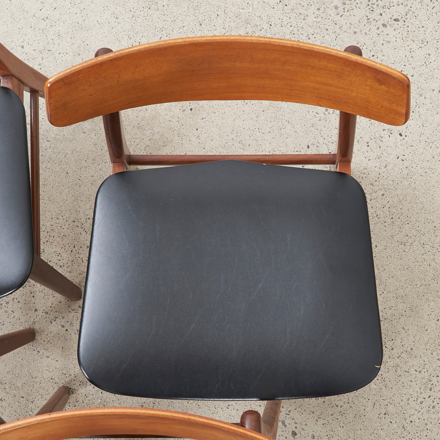 Set of 6 Teak & Vinyl Dining Chairs
