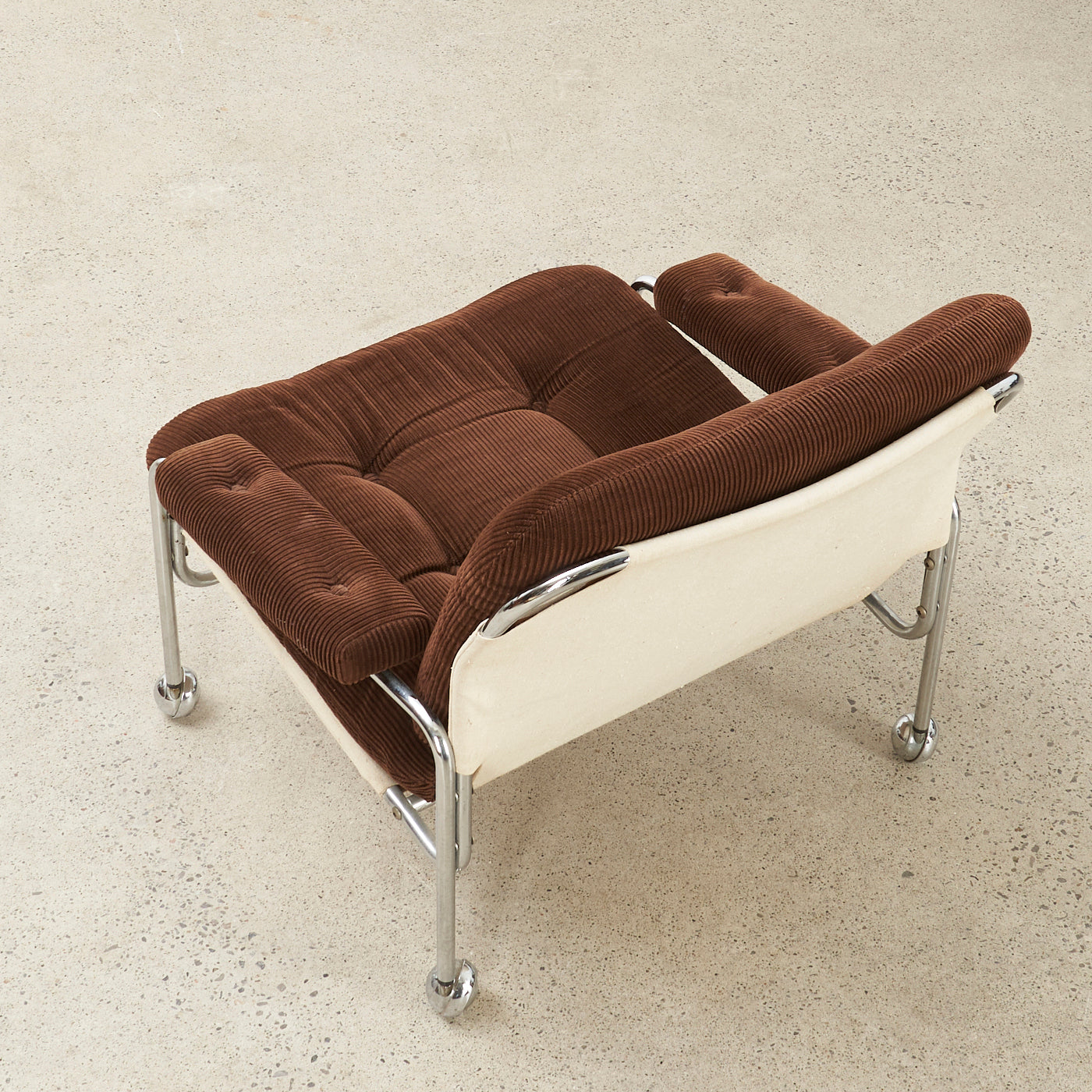 Chrome & Corduroy Lounge Chair by Pethrus Lindlöf for Lindlöfs Möbler, Sweden