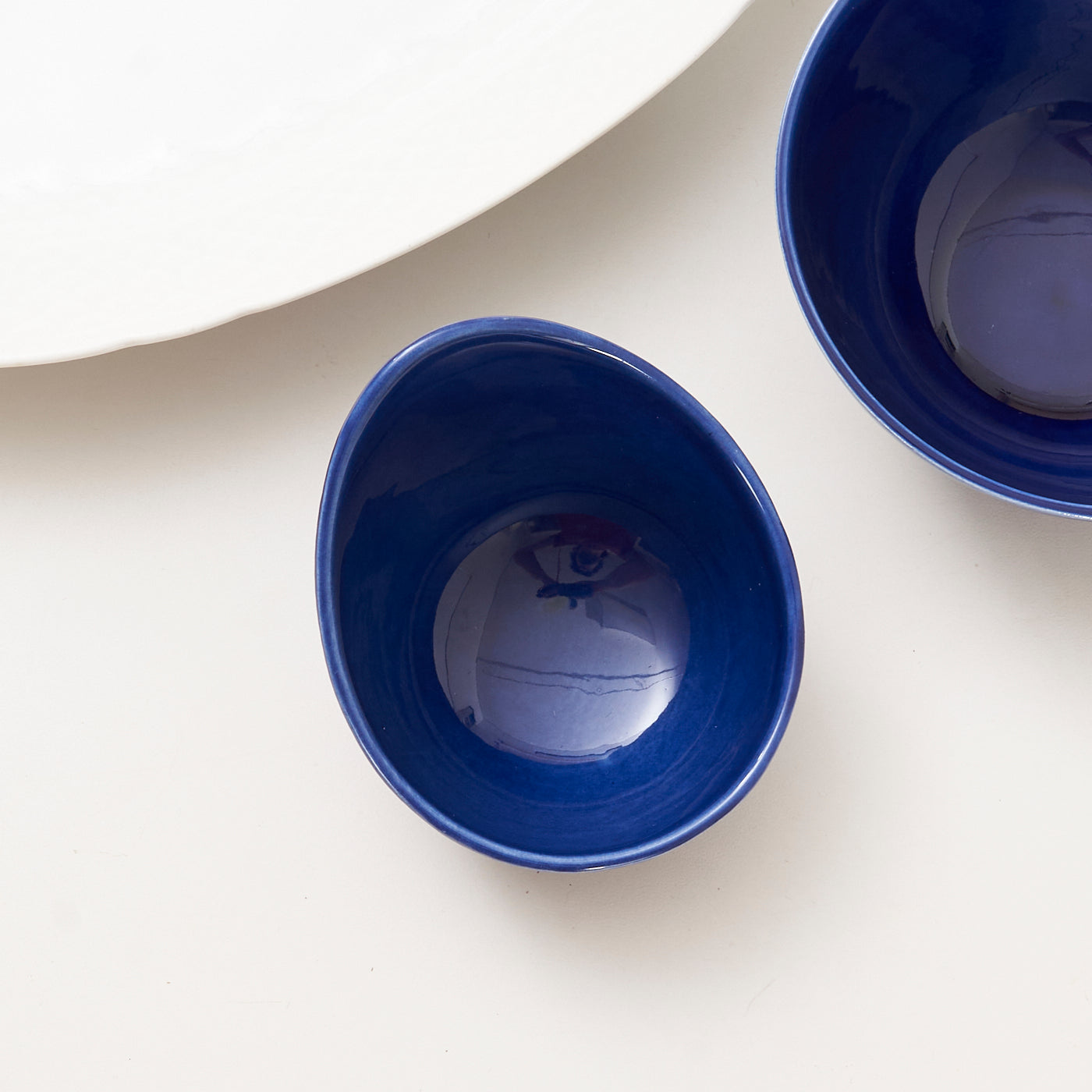 Ceramic 'Blue Fire' Bowls & Serving Platter by Hertha Bengtson for Rörstrand, Sweden
