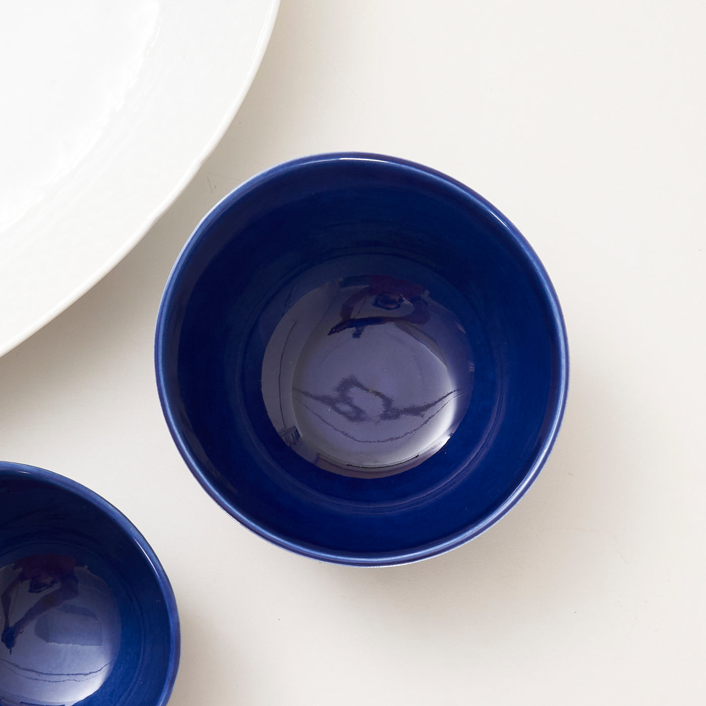 Ceramic 'Blue Fire' Bowls & Serving Platter by Hertha Bengtson for Rörstrand, Sweden