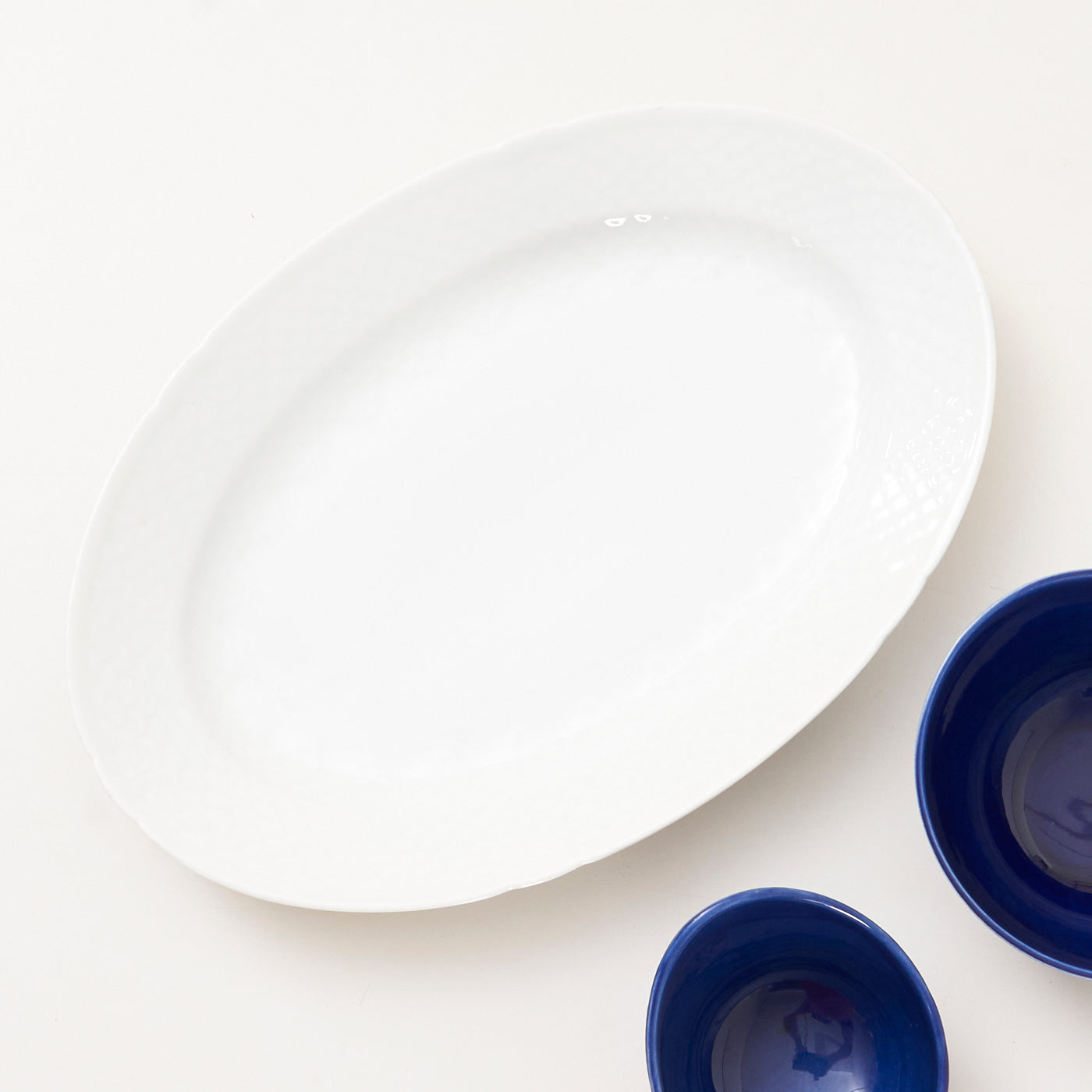 Ceramic 'Blue Fire' Bowls & Serving Platter by Hertha Bengtson for Rörstrand, Sweden