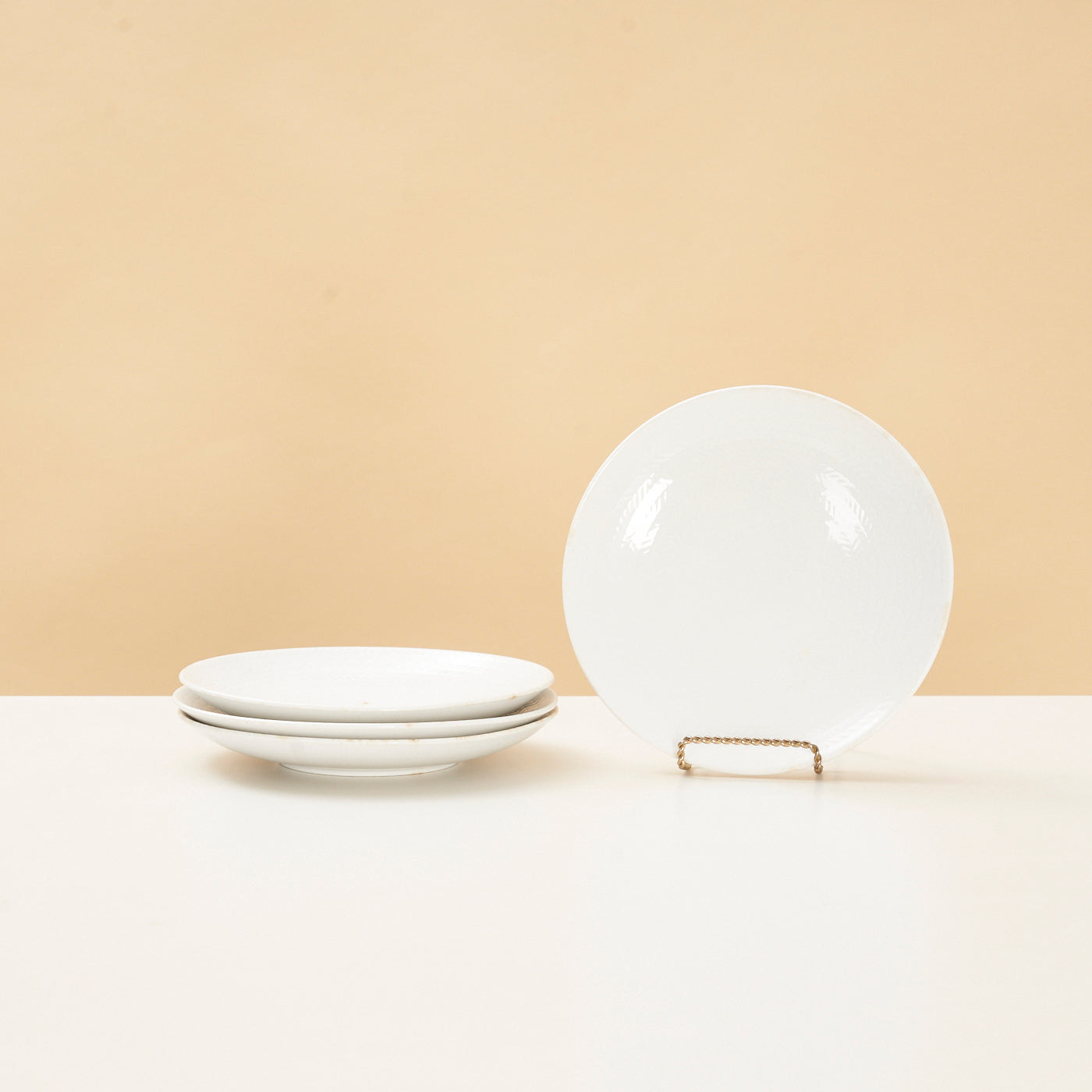 Set of 4 Ceramic 'Blue Fire' Dessert Plates by Hertha Bengtson for Rörstrand, Sweden
