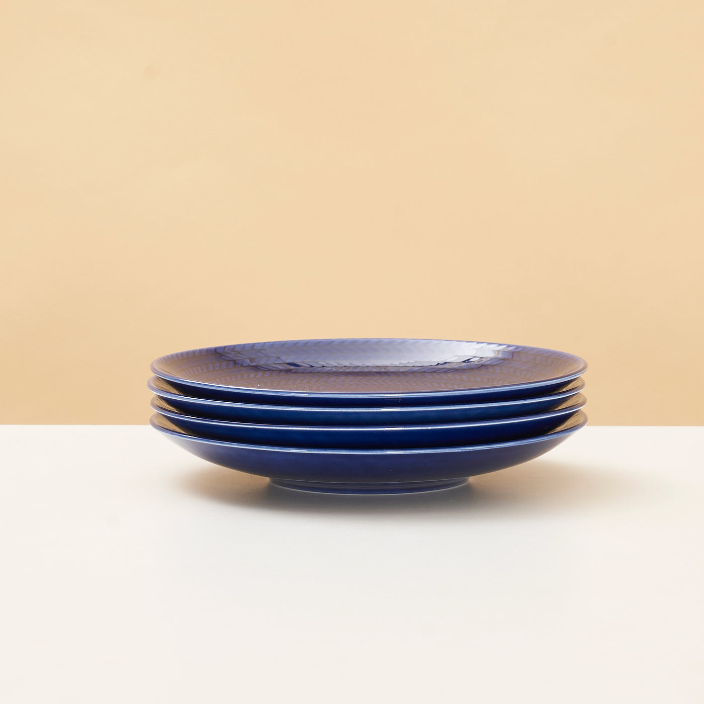 Set of 4 Ceramic 'Blue Fire' Dessert Plates by Hertha Bengtson for Rörstrand, Sweden