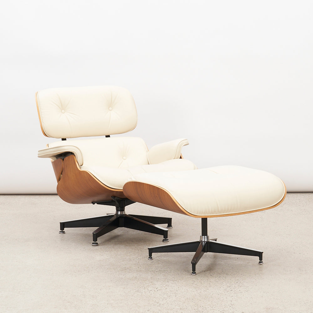 Eames Leather & Walnut Lounge Chair & Ottoman for Herman Miller