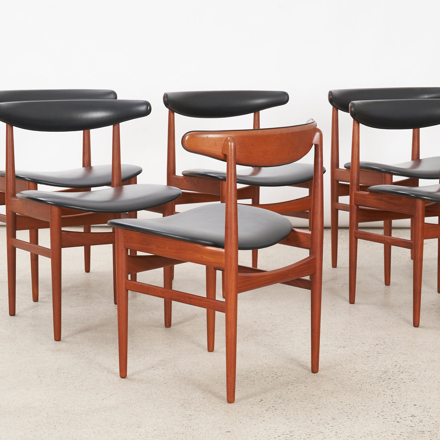 Set of 6 Teak & Vinyl Dining Chairs by Vamdrup Stolefabrik, Denmark
