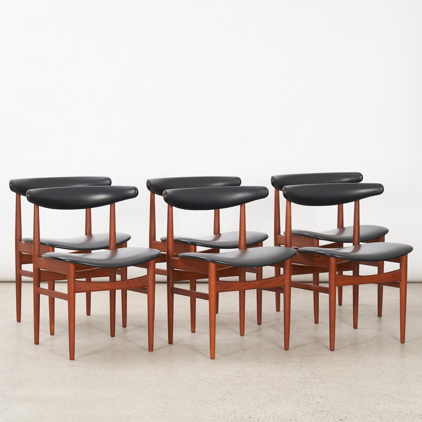 Set of 6 Teak & Vinyl Dining Chairs by Vamdrup Stolefabrik, Denmark