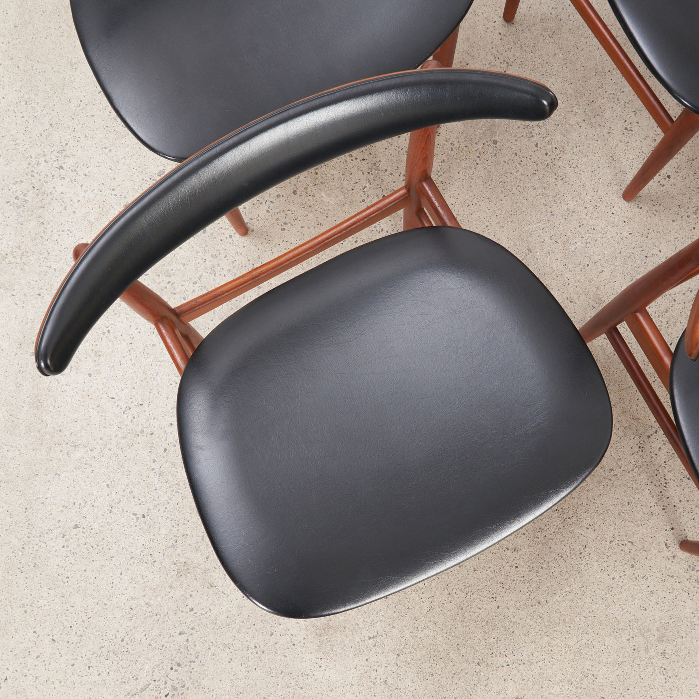 Set of 6 Teak & Vinyl Dining Chairs by Vamdrup Stolefabrik, Denmark