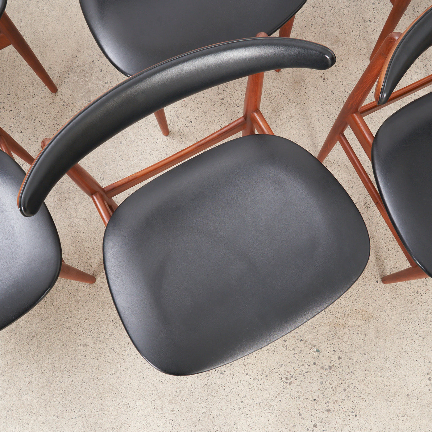 Set of 6 Teak & Vinyl Dining Chairs by Vamdrup Stolefabrik, Denmark