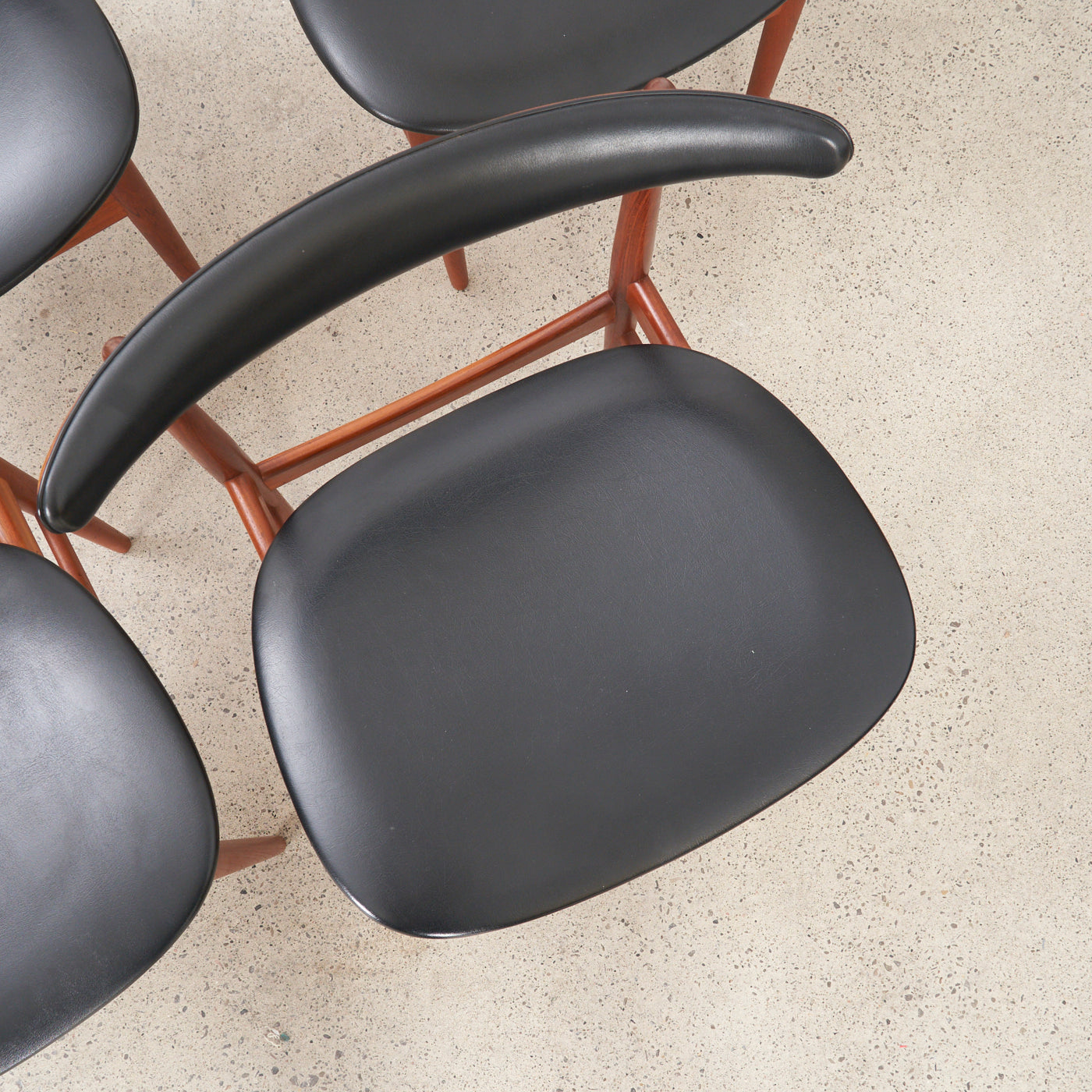 Set of 6 Teak & Vinyl Dining Chairs by Vamdrup Stolefabrik, Denmark