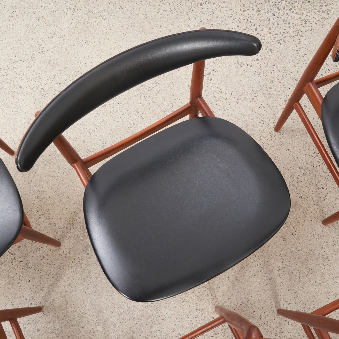 Set of 6 Teak & Vinyl Dining Chairs by Vamdrup Stolefabrik, Denmark