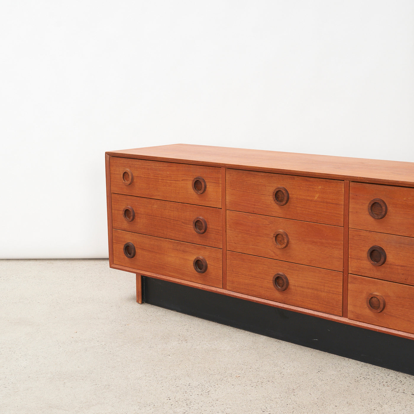 Teak 9 Drawer Dresser w/ Rosewood Handles