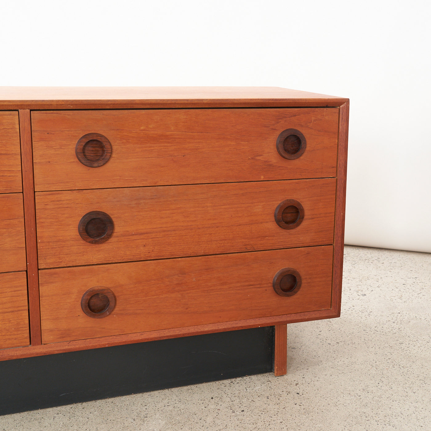 Teak 9 Drawer Dresser w/ Rosewood Handles