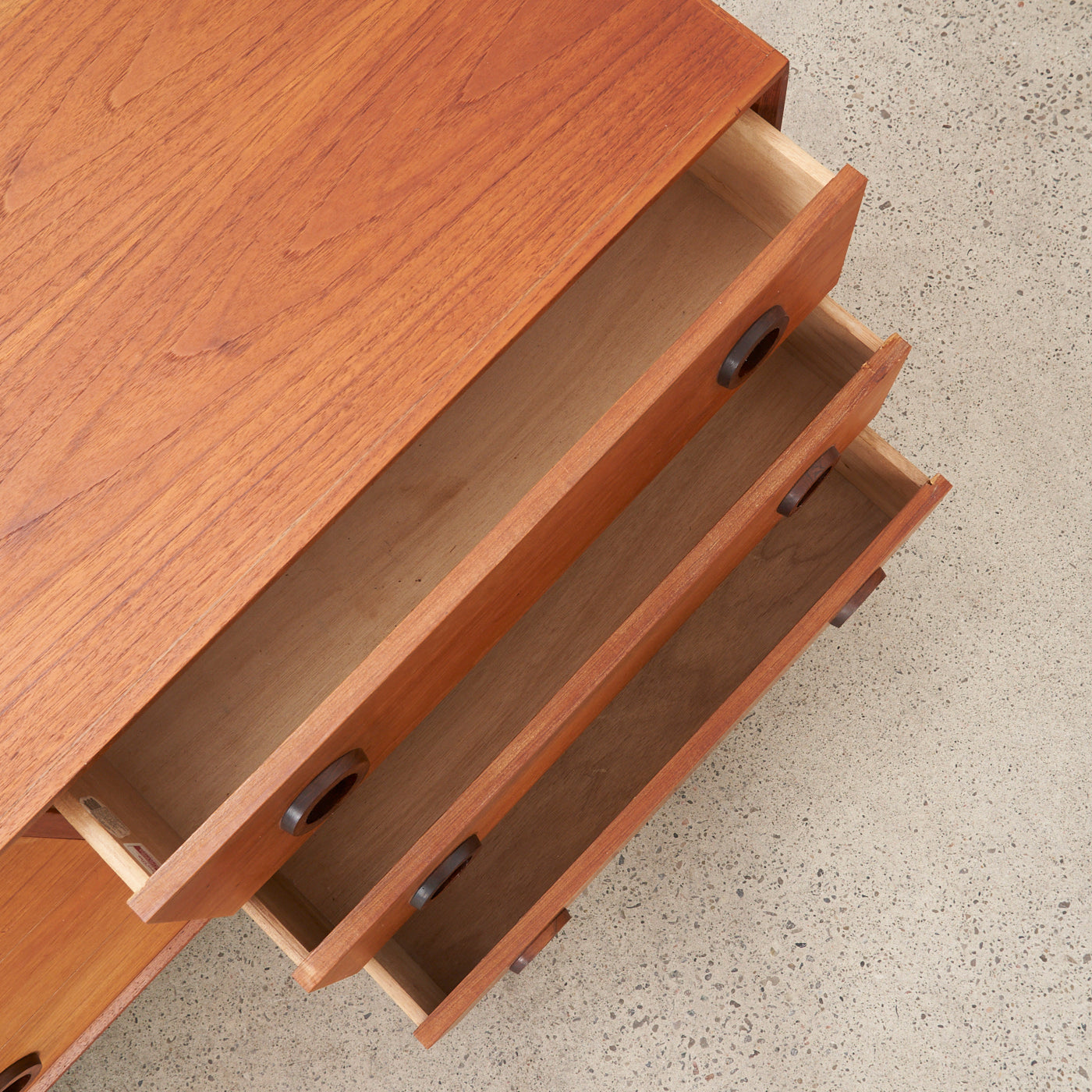 Teak 9 Drawer Dresser w/ Rosewood Handles