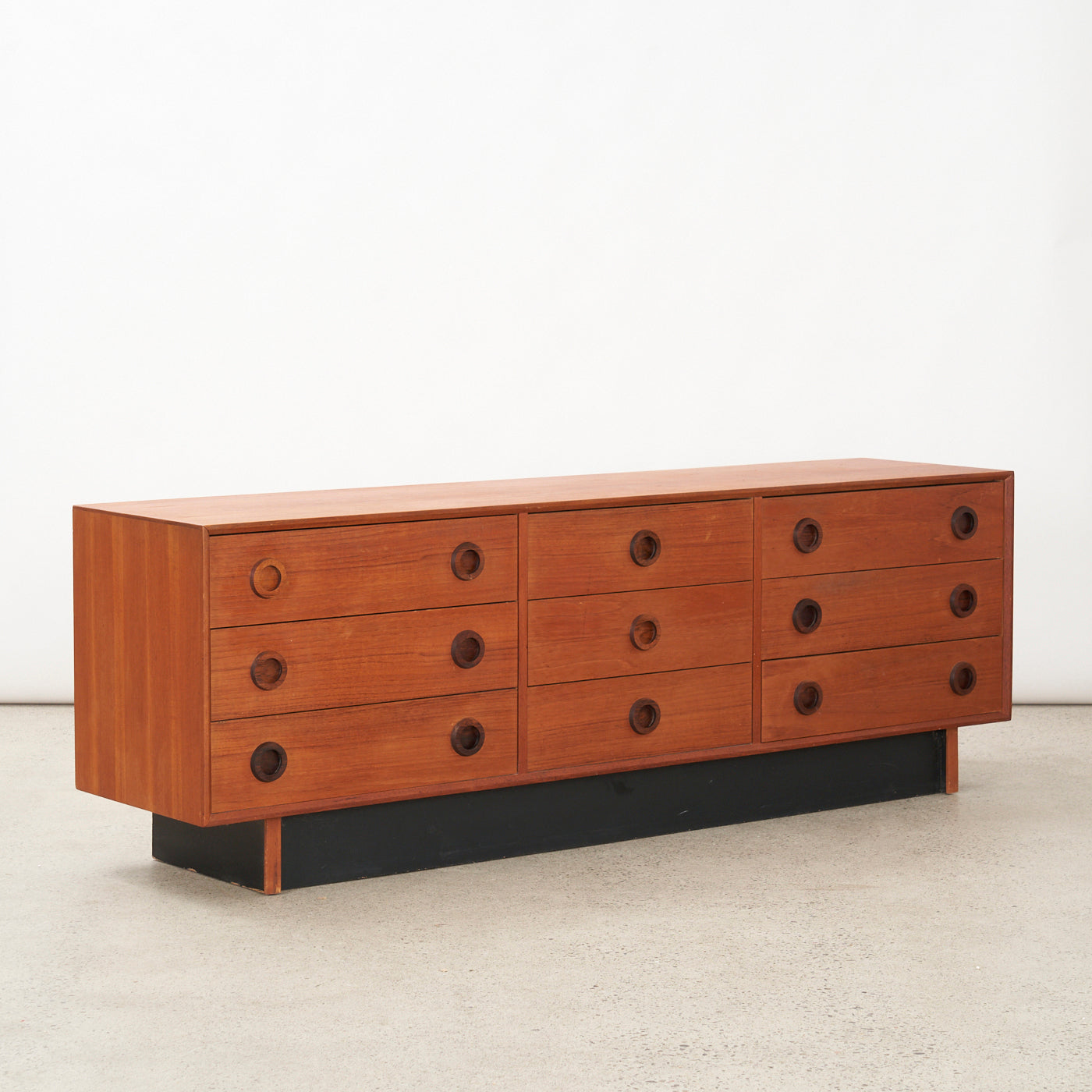 Teak 9 Drawer Dresser w/ Rosewood Handles