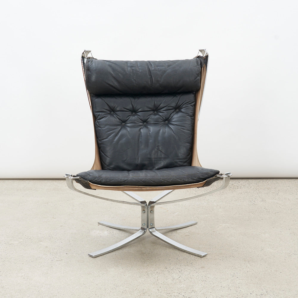 Chrome & Leather 'Falcon' Chair by Sigurd Ressell for Vatne Møbler, Norway