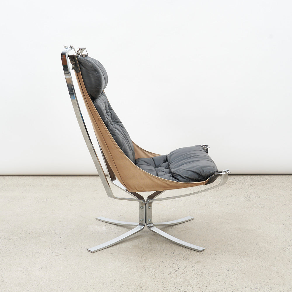 Chrome & Leather 'Falcon' Chair by Sigurd Ressell for Vatne Møbler, Norway