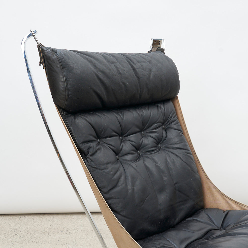 Chrome & Leather 'Falcon' Chair by Sigurd Ressell for Vatne Møbler, Norway