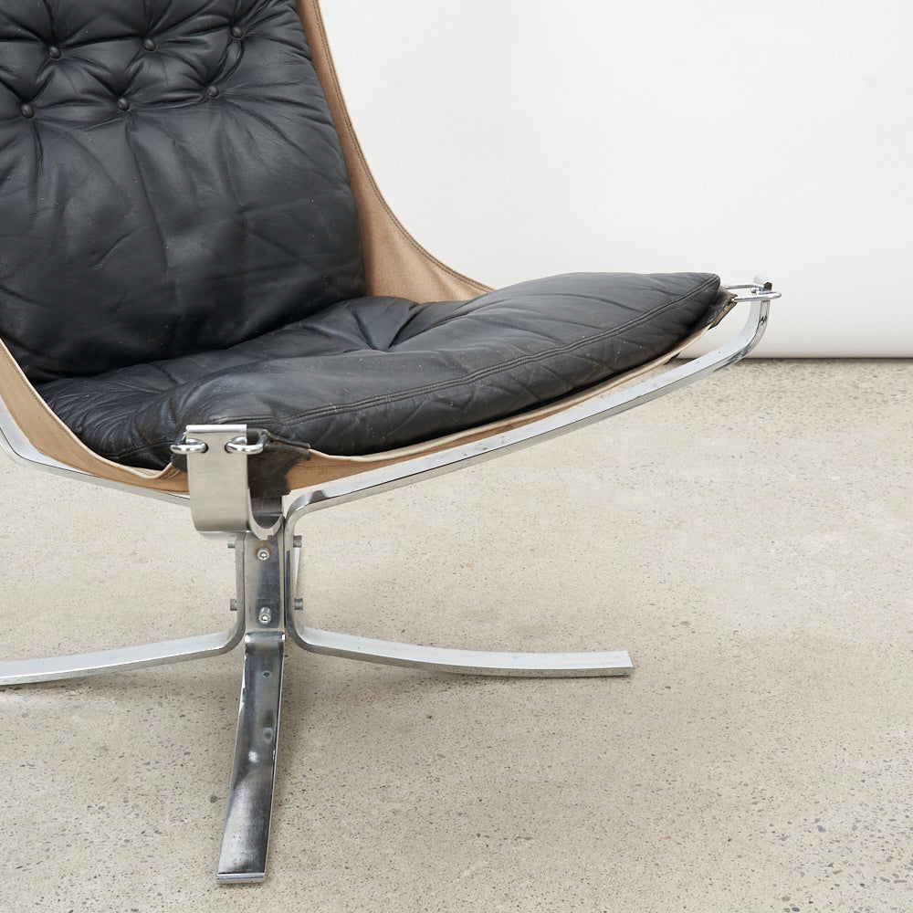 Chrome & Leather 'Falcon' Chair by Sigurd Ressell for Vatne Møbler, Norway