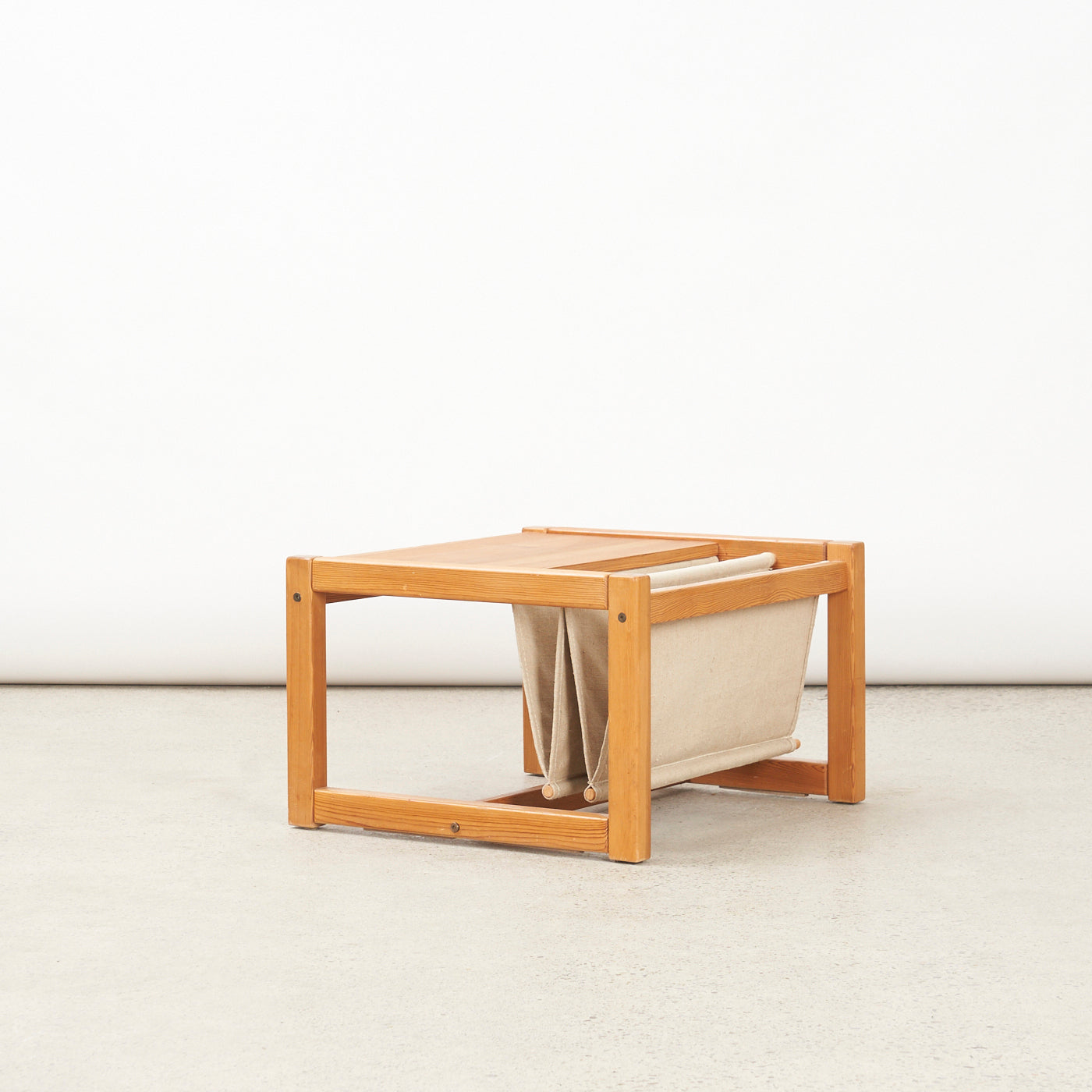 Vintage Pine Side Table w/ Magazine Sling by Karin Mobring in Ikea