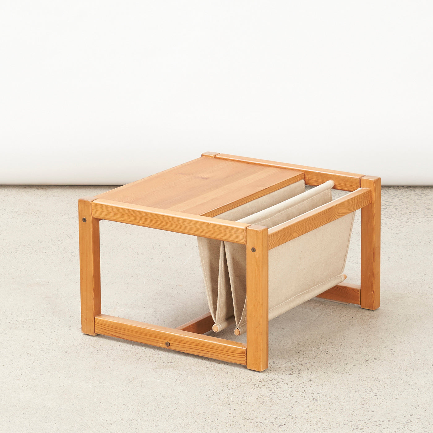 Vintage Pine Side Table w/ Magazine Sling by Karin Mobring in Ikea