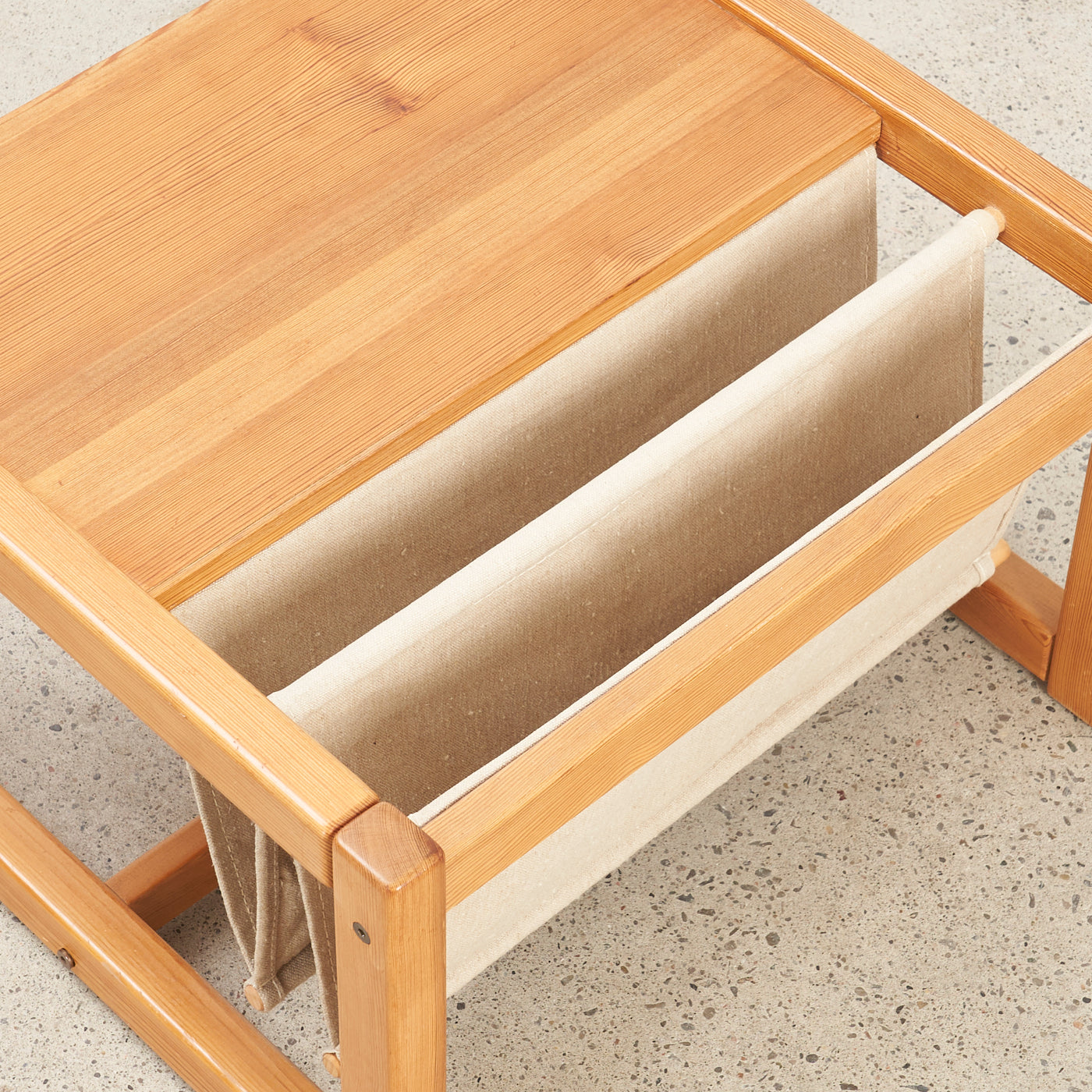 Vintage Pine Side Table w/ Magazine Sling by Karin Mobring in Ikea