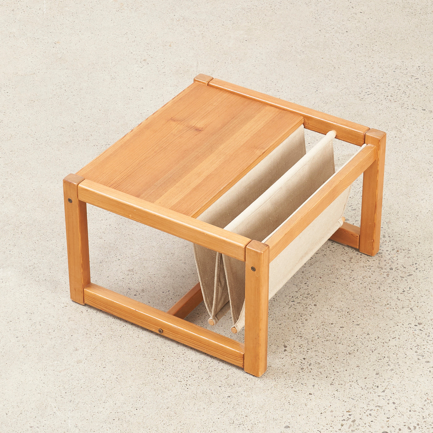 Vintage Pine Side Table w/ Magazine Sling by Karin Mobring in Ikea